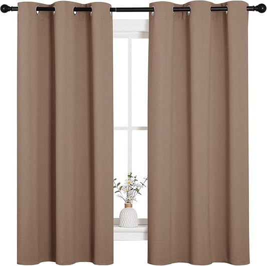 NICETOWN Window Treatment Thermal Insulated Solid Grommet Blackout Curtains/Drapes for Bedroom (Set of 2 Panels, 42 by 63 Inch, Cappuccino)