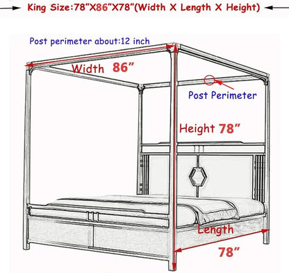 Elegant Lace Princess 4 Corner Post Mosquito Net Romantic for Girls Women Bed Curtain Canopy for Adult Wedding Bedroom Kids Rooms Decoration (Type3-Beige-White, King)
