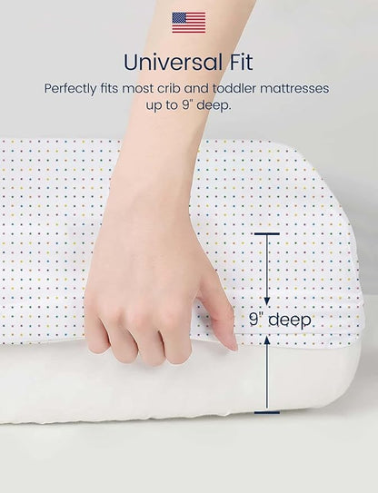 TotAha Premium Stretchy Space Crib Sheets (2-Pack)-Hypoallergenic, Silky Comfort, Buttery Soft, Calming Effect, All-Season Jersey-Knit Sheets, 9'' Extra Deep Pocket