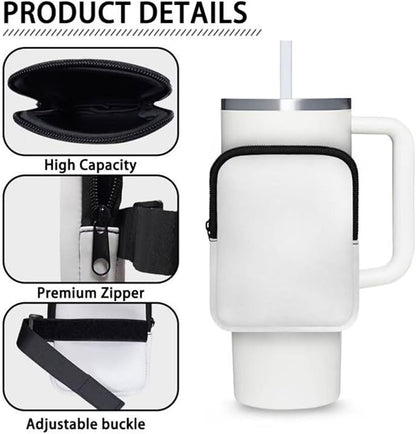 Cute Axolotl Stanley Cup Pouch with Adjustable Strap Water Bottle Storage Bag for 40oz IceFlow Tumbler Pouch for Stanley Accessories Pink