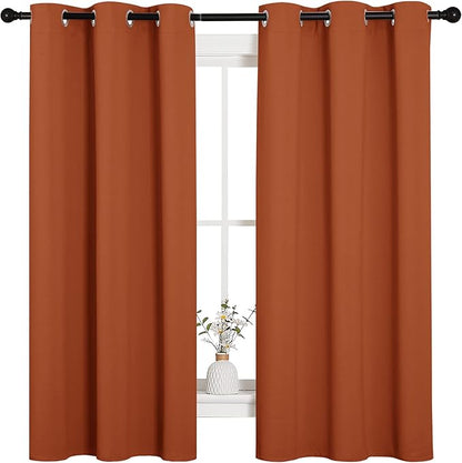 NICETOWN Bedroom Halloween Curtains 63 inches Long, Privacy and Thermal Insulated Blackout Drapes for Windows (Burnt Orange, 1 Pair, 42 x 63 inches)