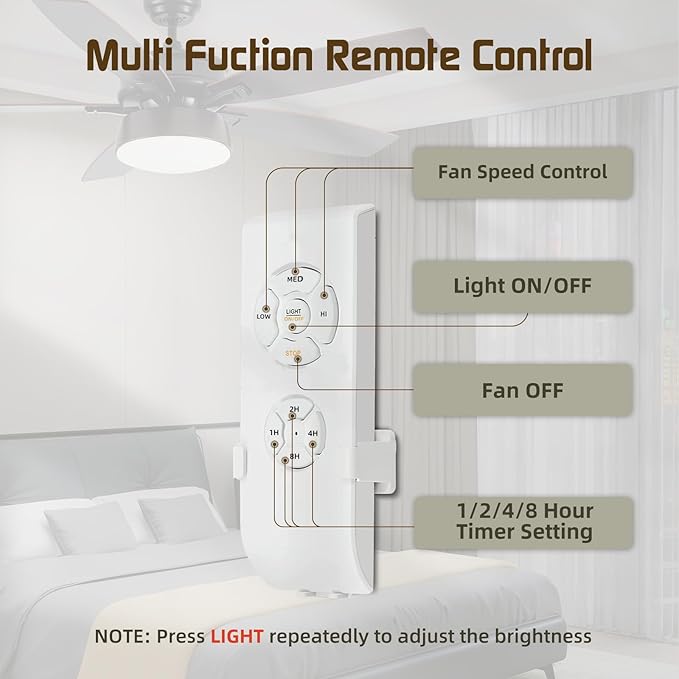 Ceiling Fans with Lights, 52 inch Ceiling Fan with Light and Remote Control, Reversible Flush Mount Ceiling Fan, Dimmable 5 Blades Low Profile Ceiling Fan for Living Room Bedroom