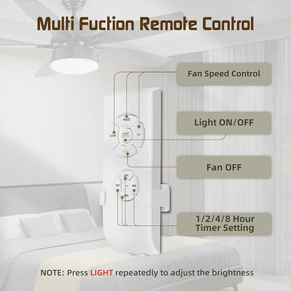 Ceiling Fans with Lights, 52 inch Ceiling Fan with Light and Remote Control, Reversible Flush Mount Ceiling Fan, Dimmable 5 Blades Low Profile Ceiling Fan for Living Room Bedroom