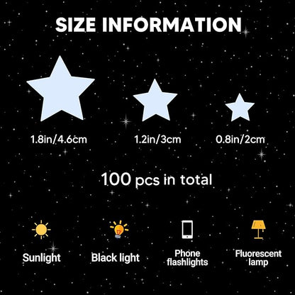 Glow in The Dark Stars for Ceiling, Luminous Wall Sticker, Kids Bedroom Wall Decal, Sticky Fluorescence Star, Gift for Boys and Girls (Blue)