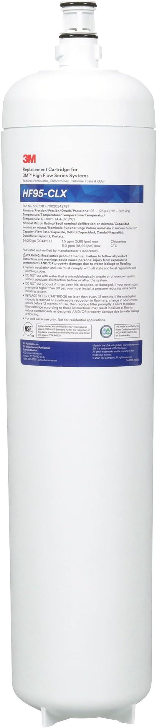 3M High Flow Series Filter Cartridge HF95-CLX, 5637311, 5 um NOM