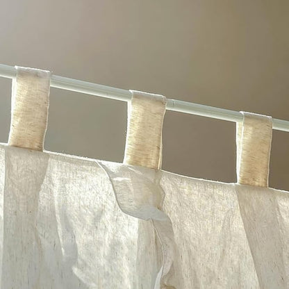 Mengersi Linen Canopy Bed Curtains,Bed Canopy Curtains 4 Corner Bed Drapes Sheer Curtains for Bedroom Decor (Ivory, Queen)