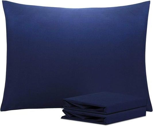 Toddler Pillowcase Set of 2 PC 600 TC 100% Egyptian Cotton Toodler 12x16 Inch Small Travel Pillow Case Envelope Closer Decorative Soft Cozy Travel Kids Nursery Preschool Pillow Cases, Navy Blue
