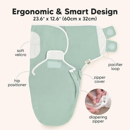 Baby Swaddle Sleep Sacks with Zipper - 3-Pack Newborn Swaddle Sack, Baby Swaddles Sleep Sack 3-6 Months, Wearable Blanket Baby, Baby Swaddle Blanket Wrap, Swaddle Sack, Easy Change Swaddle (Sage, L)