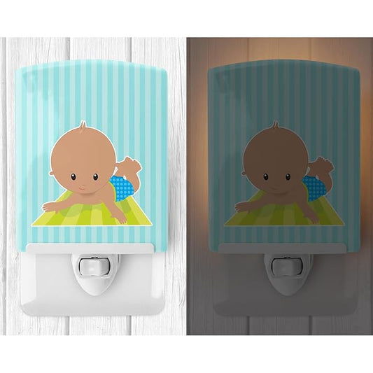 Caroline's Treasures BB8654CNL Beach Baby Boy on mat Ceramic Night Light Compact, UL-Certified, Ideal for Bedroom, Bathroom, Nursery, Hallway, Kitchen, 6x4x3, Multicolor