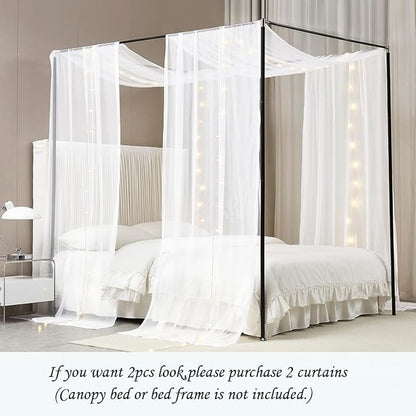 Akiky Canopy Bed Curtains White Bed Canopy Drapes Sheer Curtain Bed Scarf 1 Curtains Panel for Full Queen Size Bed décor