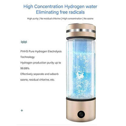 Hydrogen Water Bottle, 300ML USB Hydrogen Water Bottle Generator, 3Min Quick Electrolysis, Portable Water Ionizer Machine, for Travel Exercise Daily Drink
