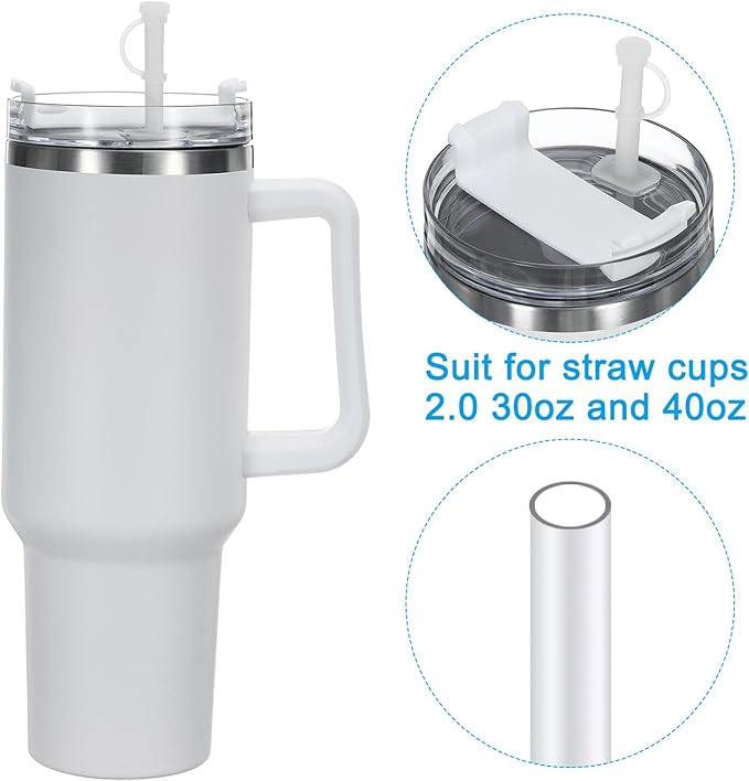 PATIKIL Silicone Spill Stopper for Straw Cup 1.0 40oz/ 30oz, Set of 6 Tumbler Accessories Including 2 Straw Cover Cap, 2 Square Spill Stopper and 2 Round Leak Stopper, Clear/Black