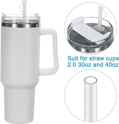 PATIKIL Silicone Spill Stopper for Straw Cup 1.0 40oz/ 30oz, Set of 6 Tumbler Accessories Including 2 Straw Cover Cap, 2 Square Spill Stopper and 2 Round Leak Stopper, Clear/Black