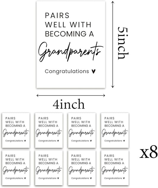 8 Pcs Grandparents Pregnancy Baby Announcement Wine Labels, Funny Pregnancy Baby Announcement Gifts for New Grandparents, Pairs Well with Becoming A Grandparents Wine Bottle Stickers Labels