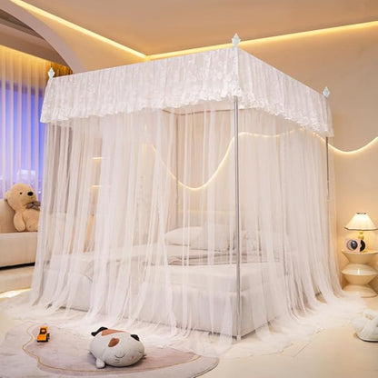 Mengersi Canopy Bed Curtains Bed Canopy,Canopy for Bed Curtains-Cozy Drape Netting,Princess Bed Drapes for Girls Adults Bedroom Decoration(Twin,White)