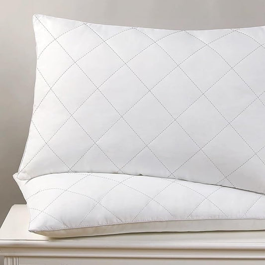 inhand Goose Down Feather Pillows Queen Size, Hotel Bed Pillows for Sleeping Soft and Supportive Rhomboid Pillows for Side and Back Sleepers- 1 Pack, White