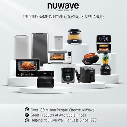 Nuwave Healthy Duralon Blue Ceramic Nonstick Cookware Set, Diamond Infused Scratch-Resistant, PFAS Free, Dishwasher & Oven Safe, Induction Ready & Evenly Heats, Tempered Glass Lids & Stay-Cool Handles