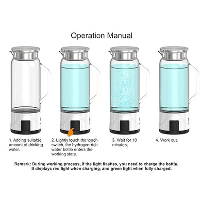 Hydrogen Water Bottle, 1000ml Large Capacity Hydrogen Rich Water Generator, Rechargeable Water Ionizer Machine, Efficient Electrolysis for Fitness Drinking