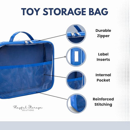 4 Pack Toy Organization Bag, Toy Storage Carry Case for Travel, Car Toy Organization Bag, Toy Storage Organizer for Building Bricks, Tiles, Toys, Games, Crafts (pink, X-Large)