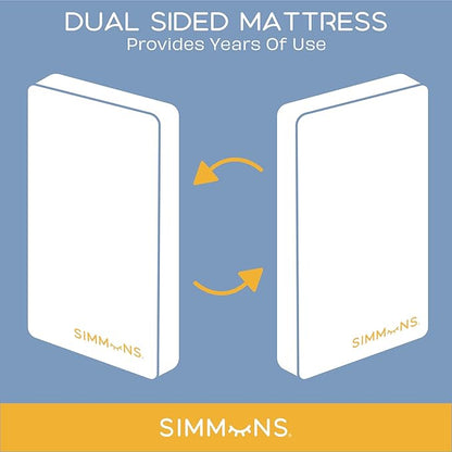 Simmons Kids Carter 6-in-1 Convertible Crib - Greenguard Gold Certified, Grey + Quiet Nights Breathable Baby Bed Crib Mattress and Toddler Mattress (Bundle)