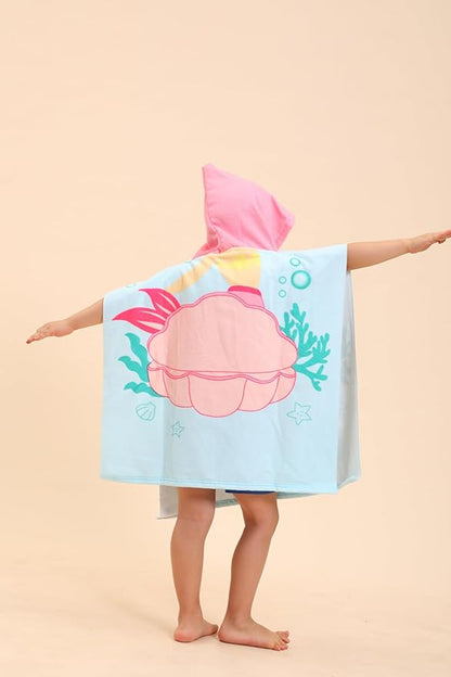Mermaid Hooded Towels for Kids, Poncho Beach Towels for Kids, Kids Beach Towels for Boys/Girls, Swimming Towels/Towel Robes/Wearable Towels/Pool Towels for Kids 2-10, Hooded Beach Towels for Toddler