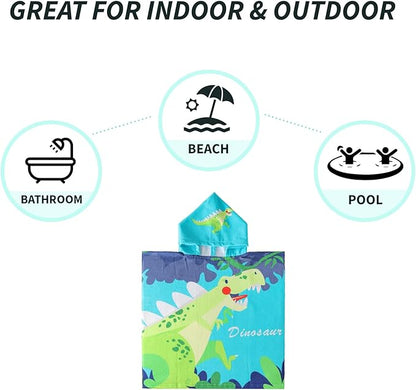 NovForth Kids Beach Towel for Boys Girls, Hooded Bath Towel Wrap, Toddler Pool Towel with Hood