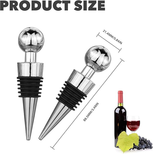 Wine Stoppers for Wine Bottles,4-Pack Silicone Wine Stopper,Reusable Wine Bottle Stopper For Beverage,Applicable to Gifts,Bar,Camping,Party,Wedding etc (4)