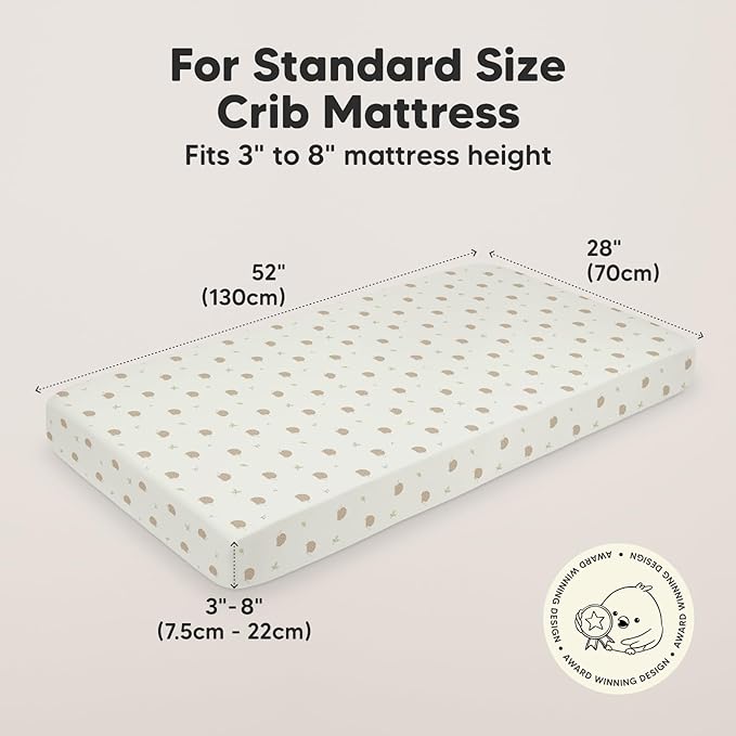2-Pack Organic Crib Sheets for Boys, Girls - Jersey Fitted Crib Sheet, Baby Crib Sheets Neutral, Crib Mattress Sheet, Cotton Crib Sheets, Breathable Crib Sheet, Baby Mattress Sheets (Nibbles/Bruce)