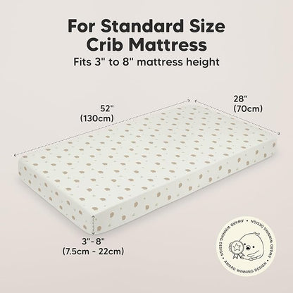 2-Pack Organic Crib Sheets for Boys, Girls - Jersey Fitted Crib Sheet, Baby Crib Sheets Neutral, Crib Mattress Sheet, Cotton Crib Sheets, Breathable Crib Sheet, Baby Mattress Sheets (Nibbles/Bruce)