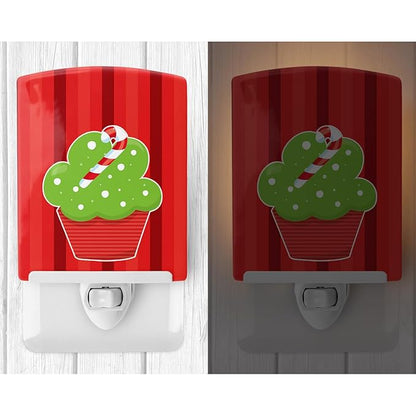 Caroline's Treasures BB6814CNL Christmas Cupcake Ceramic Night Light Compact, UL-Certified, Ideal for Bedroom, Bathroom, Nursery, Hallway, Kitchen, 6x4x3, Multicolor