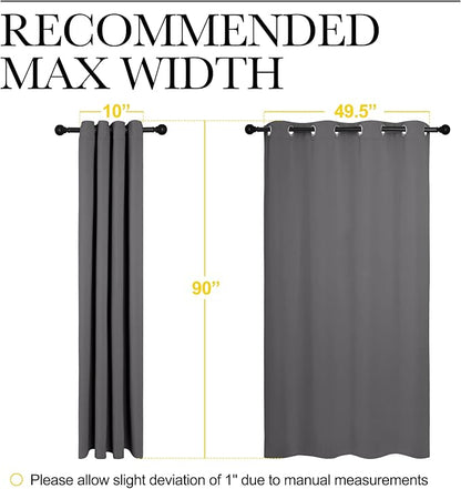 NICETOWN Bedroom Blackout Curtains Panels - Triple Weave Energy Saving Thermal Insulated Solid Grommet Blackout Draperies for Patio (1 Pair, 55 inches by 90 Inch, Grey)