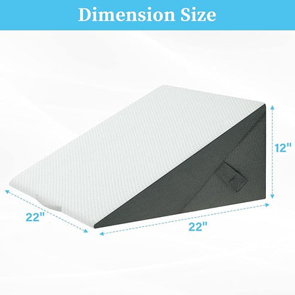 Bed Wedge Pillow for Sleeping Adjustable 9 &12 Inch Foldable Bed Wedge Pillow, Memory Foam Triangle Pillow Wedge System for Legs and Back Support Pillow
