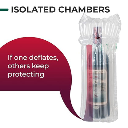 IDL Packaging Inflated Wine Bags for Travel, Pack of 1 - Reusable Air Column Bags for up to 750 ml Bottles - Wine Bottle Protector for Packing, Travel and Shipping - Glass Cushioning