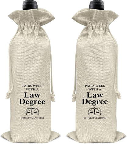 HOIJAUMAI Law Degree Graduation Gifts Law Graduation Gift Law Graduation Wine Bag Pairs Well with a Law Degree Wine Gift Bags for Women Men