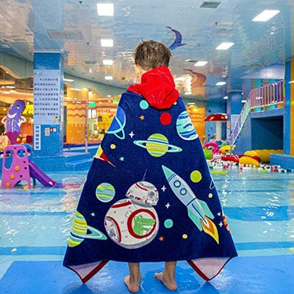 Wowelife Kids Beach Towels, Hooded Towels for Kids, Poncho Towel Wrap, Premium 100% Cotton Soft and Breathable, Extra Large 50"x30", Multi Use for Bath Pool Beach Swim Bathroom