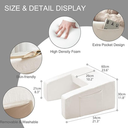 N&V Bed Rest Reading Pillows, High Density Foam Pillow for Gaming (Ivory)