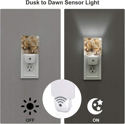 Funny Butterfly Plug in Night Light Plug into Wall LED Nightlight Auto Sensor Dusk to Dawn lamp for Girls Kids Room Bedroom Bathroom Nursery Kitchen Hallway Stairs