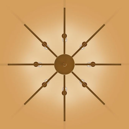8-Light Modern Farmhouse Gold Geometric Chandelier, Large Industrial Metal Kitchen Light Fixtures, Rustic Cage Hanging Lights for Dining Room Entryway Foyer Living Room Stairway