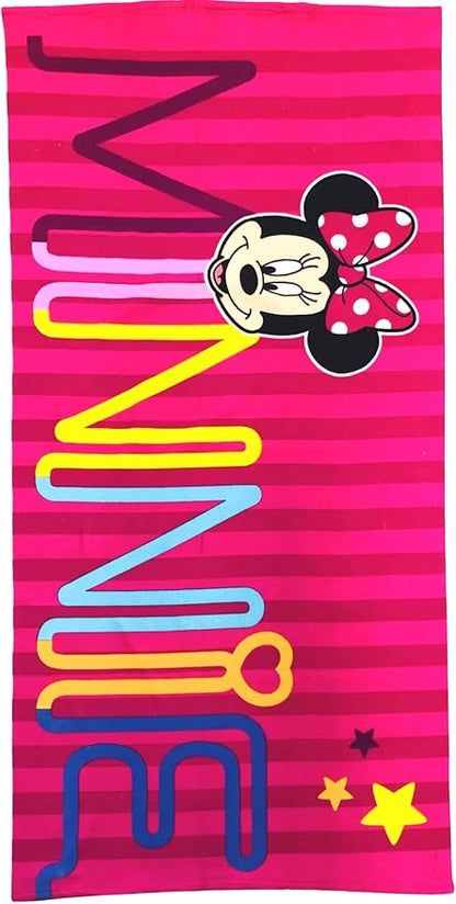 Kids Official Licensed Character Soft Beach/Hooded Bath Towel (Minnie Stripe, 40 x 60)