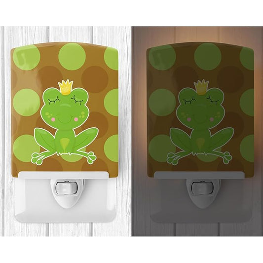Caroline's Treasures BB8991CNL Frog Prince #4 Ceramic Night Light Compact, UL-Certified, Ideal for Bedroom, Bathroom, Nursery, Hallway, Kitchen, 6x4x3, Multicolor