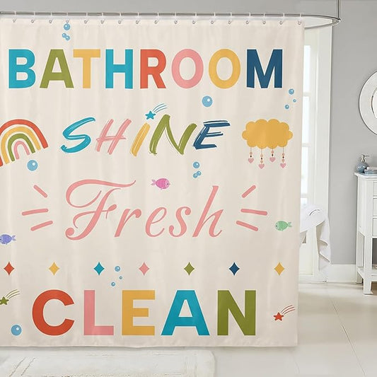 Feelyou Boys Girls Colorful Quotes Bath Curtain Rainbow Shower Curtain Kids Inspirational Words Bathroom Shower Curtain Set Cartoon Cute Teens Bathroom Accessories Room Decor 72"x84"
