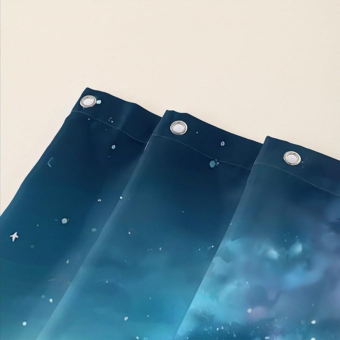 AILONEN 3D Bear Shower Curtain for Bathroom,Evening Starry Black Bear Printed Bath Curtain,Forest Wildlife Decoration Shower Curtain Waterproof 60" W*72" H