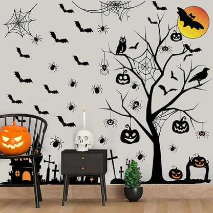 Halloween Wall Decals Tall Halloween Home Wall Decal Bats Home Decor Removable DIY Wall Art for Halloween Window Decals Party Supplies.