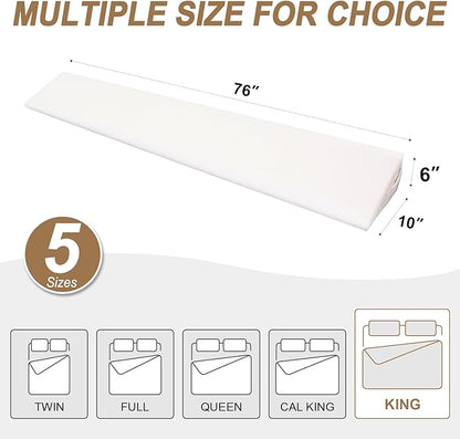 WdFour Bed Wedge Pillow, Close Off Headboard, Wall and Mattress Gap. Incline, Slanted Sweat-Proof Pillow for Neck and Back Pain Relief Anti-snoring for Comfortable Sleeping.(Chocolate,76Wx10Dx6H)