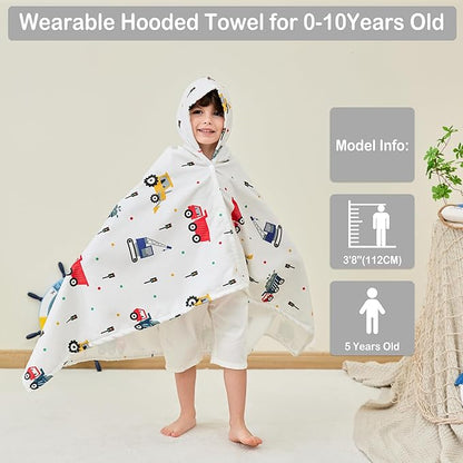 Kids Bath Hooded Towels, Kids Beach Towel for Boys Girls Super Soft and Absorbent, Beach | Pool | Bath | Swim Towels for Baby Kids Ages 0-8, 30X50 in, Truck