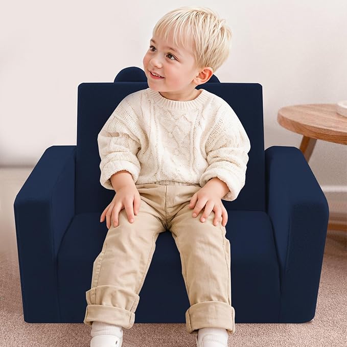 MeMoreCool Folding Toddler Chair, Cmofy Plush Fold Out Kids Couch Sofa, Convertible Kid Sofa Bed, Flip Out Baby Recliner for Toddlers 1-3 Girls Boys