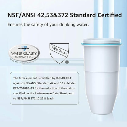 Filterlogic NSF/ANSI 42,53&372 Certified Replacement Water Filters, Water Pitchers, and Dispensers Reduce TDS, Chlorine, and More (Pack of 2)