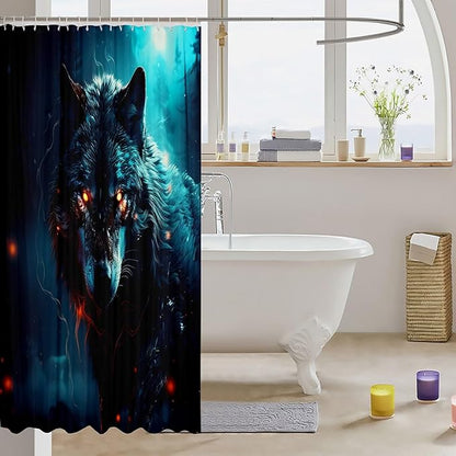 Feelyou Wolf Bath Curtain Wolves Howling Shower Curtain for Boys Girls Frighting woles Bathroom Shower Curtain Set Animal Wolves Kids Bathroom Accessories 72"x78"