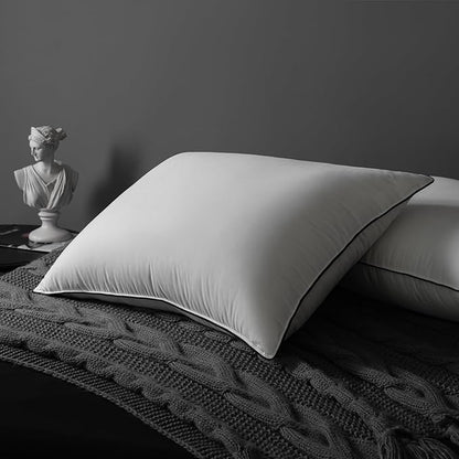 MAXICOZY Hungarian Goose Down Pillows Queen Size, Fluffy 3-Chamber Bed Pillows for Sleeping, Luxurious Soft Cloud Pillow for Back, Stomach or Side Sleepers(Queen, 1 Pack)