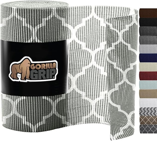 Gorilla Grip powerGRIP Drawer Shelf and Cabinet Liner, Thick Strong Hold, Non-Adhesive Liners Protect Kitchen Cabinets and Cupboard, Bathroom Drawers, Easy Install, Breathable Mat, 12" x30' Quatrefoil